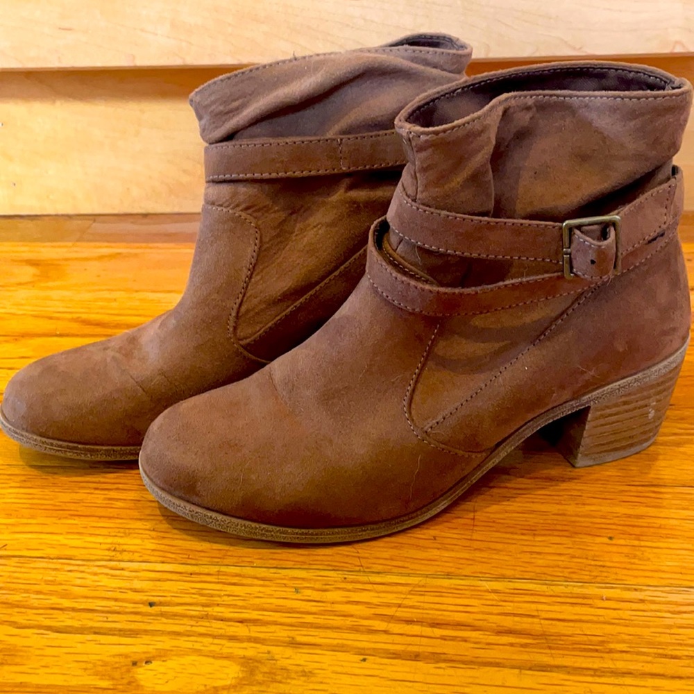 Brown suede booties